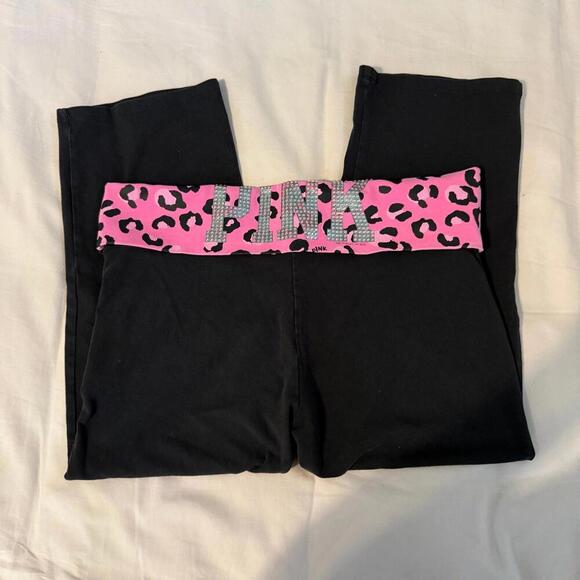 Y2K PINK Victorias Secret Bling Foldover Capri Pants - Picture 1 of 4